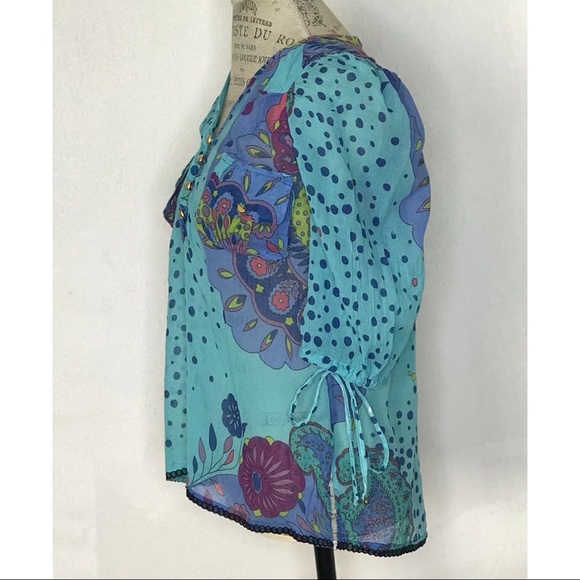 Natalie Anne Floral Watercolor Blouse Size XS - Picture 4 of 12